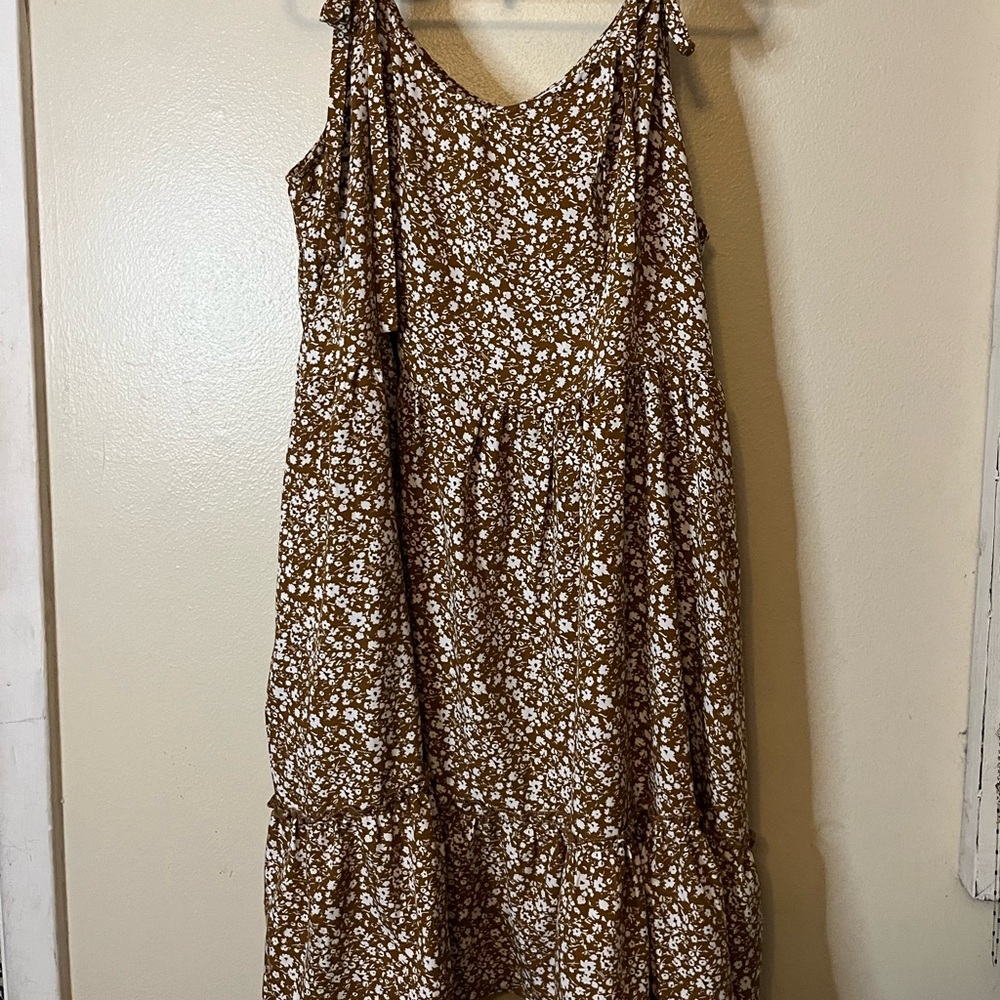 Chic Soul Brown Floral Midi Dress